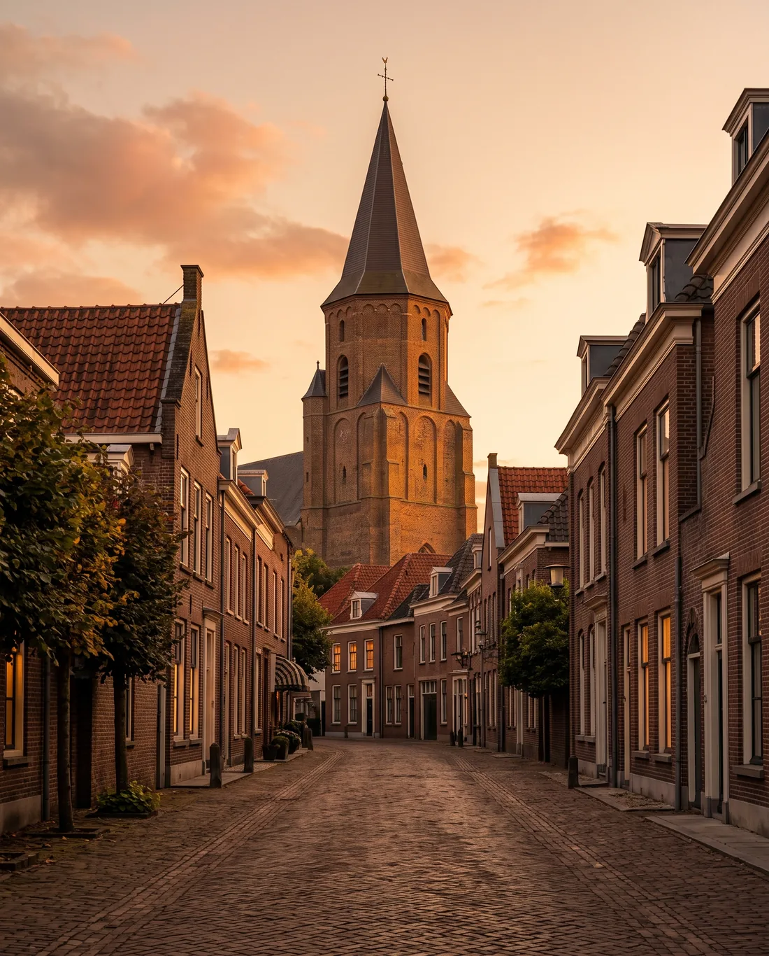 De Grote Kerk van Venray in warm avondlicht